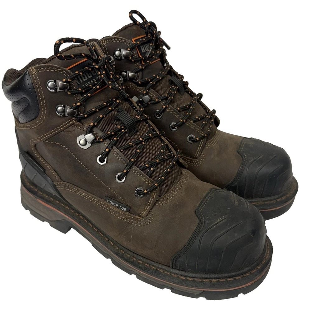 Ridgecut Toughwear Mens 9.5M Work Boots Brown Leather Waterproof Steel Toe